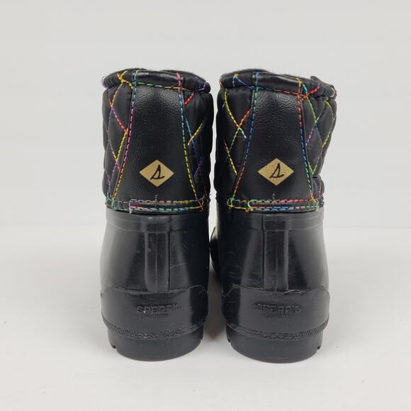 Sperry Port Rainbow Toddler Girls Size 12 Black Quilted Casual Duck Rain Boots - Picture 7 of 11